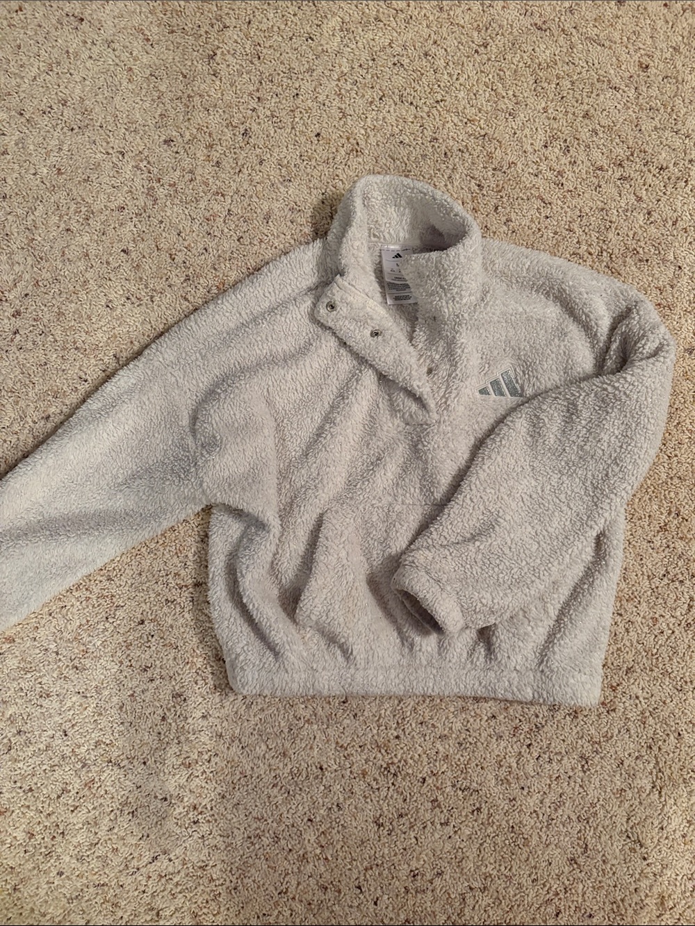 Adidas kids white hoodie Snap-Front Pullover
